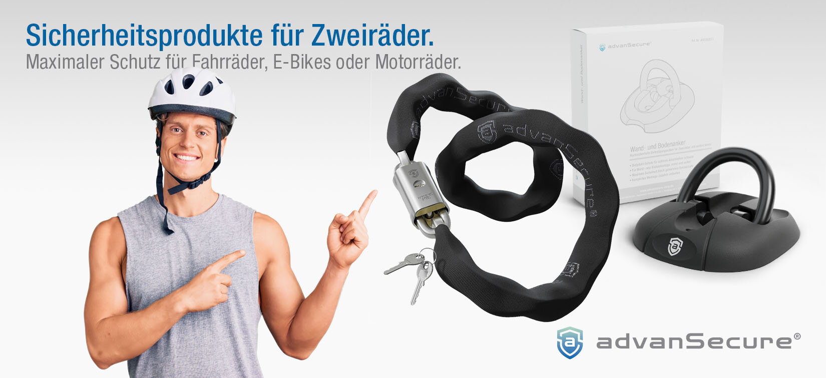 advanSecure Sicherheitsprodukte Fahrrad E-Bike Motorrad Kettenschloss
