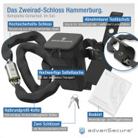 Set: Satteltasche & Kettenschloss 120 cm - 10 mm Stärke |  advanSecure