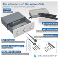 advanSecure Steckdosen-Tresor | Set mit Brandschutztasche